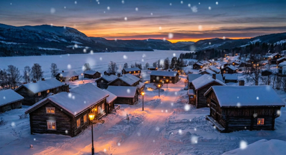 Evening Snowfall Scene